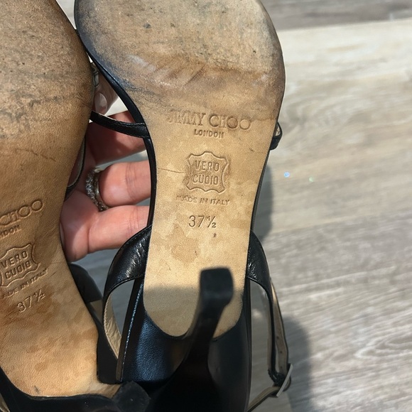 Jimmy Choo Black Stiletto Heels with Slingback Strap - Picture 7 of 8